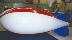 red, white, blue color helium promotional blimp