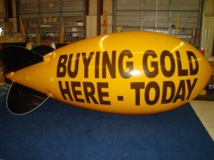 17 ft advertising blimp with Buying Gold lettering