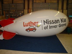 advertising blimp with logo
