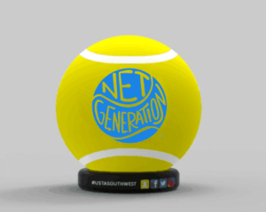 USTA Net Generation logo on tennis ball inflatables