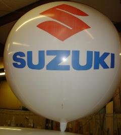 helium advertising balloon white color with Suzuki logo