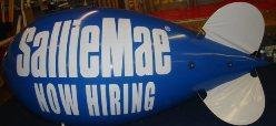 Advertising blimp with the Sallie Mae logo